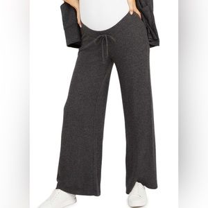 MOTHERHOOD MATERNITY WAFFLE-KNIT UNDER BELLY MATERNITY PANTS: GRAY: NWT: SZ L